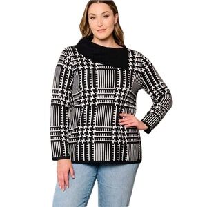 Investment Plus Size Long Sleeve Color Block Cowl Neck Sweater NWOT